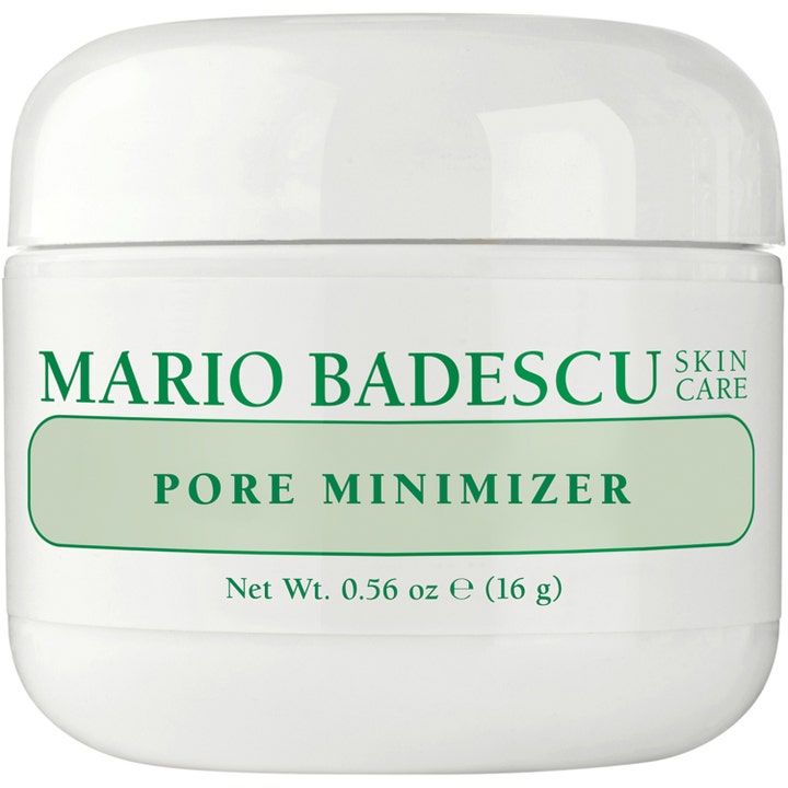 Mario Badescu Pore Minimizer 16 g huokosia supistava hoitotuote valkoisessa muovipurkissa vihreällä tekstillä