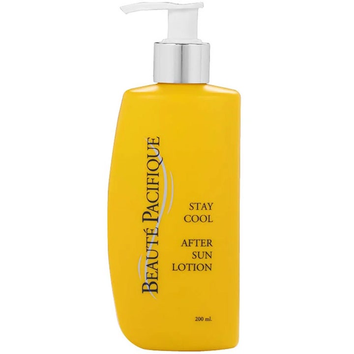 Beauté Pacifique Stay Cool After Sun Lotion 200 ml viilentävä voide keltaisessa pumppupullossa hopeisella kauluksella