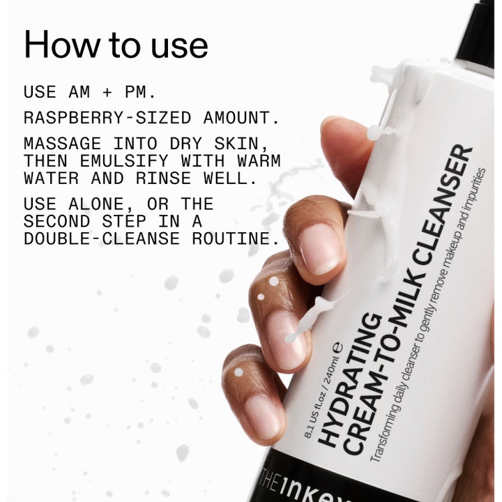 The INKEY List Hydrating Cream to Milk Cleanser 180 ml kosteuttava puhdistusaine valkoisessa pumppupullossa