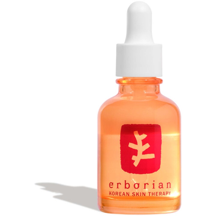 Erborian Yuza Super Serum 30 ml kirkastava seerumi oranssissa lasipullossa valkoisella pipetillä