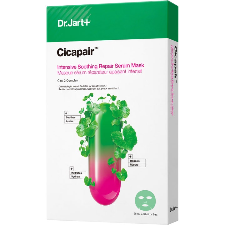 Dr.Jart+ Cicapair Intensive Soothing Repair Serum Mask 5 kpl rauhoittava kasvonaamio vihreällä kapselikuvalla