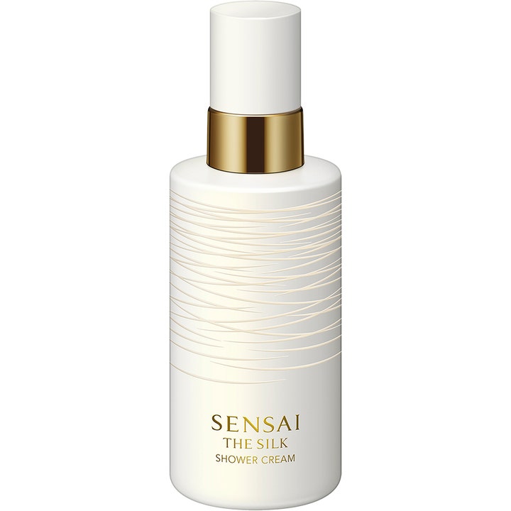 Sensai The Silk Shower Cream 200 ml ylellinen suihkuvoide valkoisessa kohokuvioidussa pumpussa kultauksin