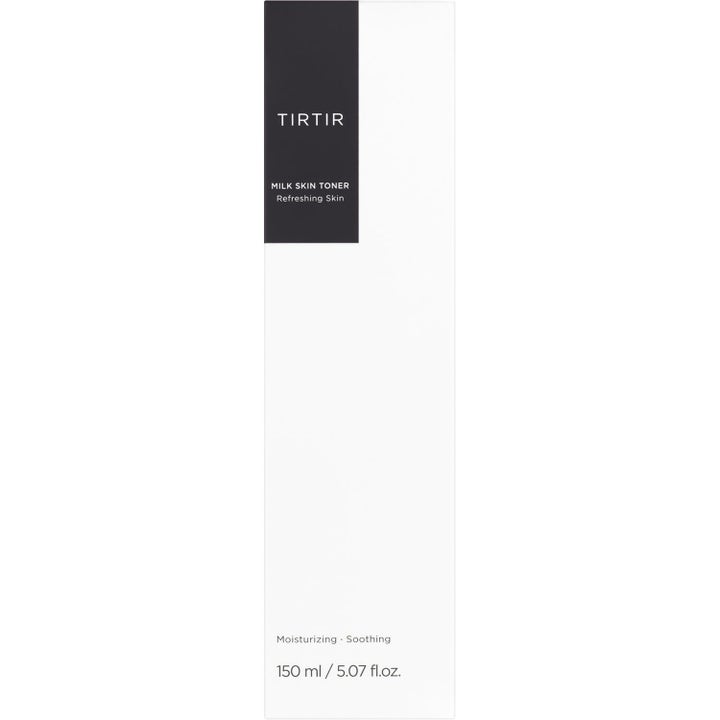 TIRTIR Milk Skin Toner 150 ml kosteuttava ja rauhoittava kasvovesi valkoisessa pakkauksessa mustalla logolla.