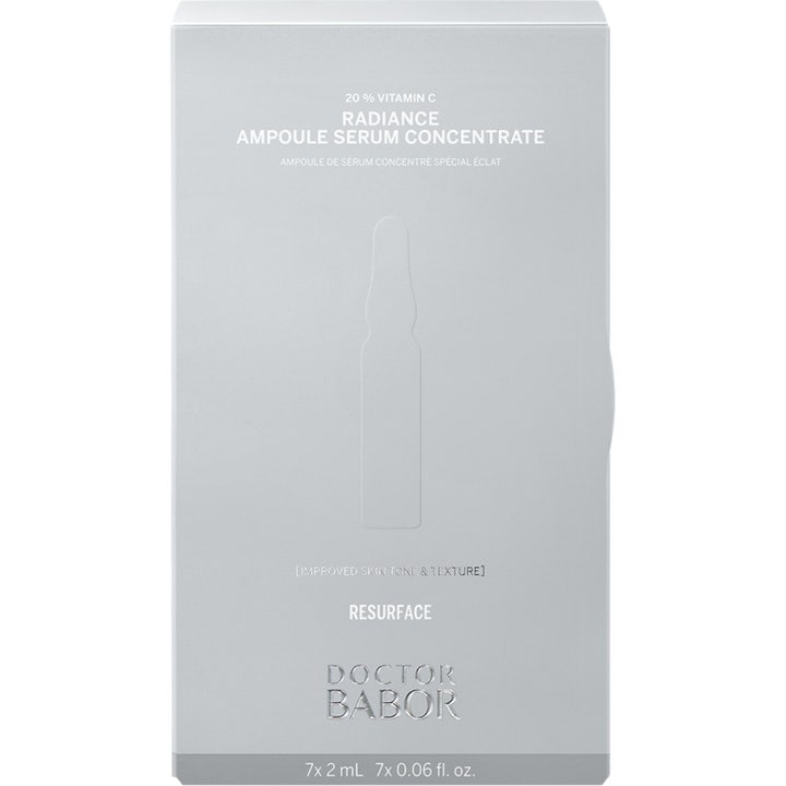Babor DOC Radiance Ampoule 14 ml heleyttävä seerumi on lasinen ampulli oranssia C-vitamiinitiivistettä.