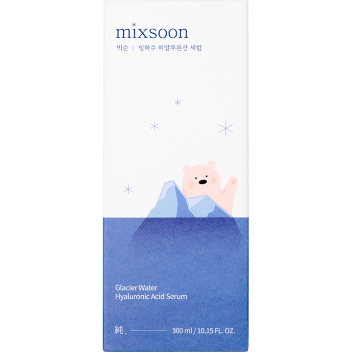 Mixsoon Glacier Water Hyaluronic Acid Serum 300 ml kosteuttava seerumi valkoisessa pakkauksessa, jossa on jääkarhu.