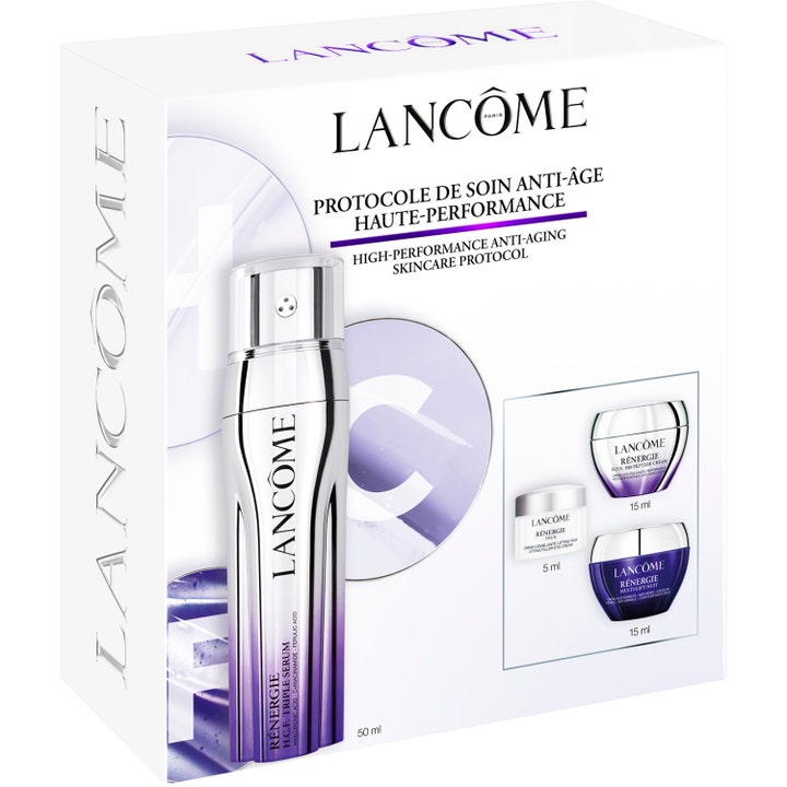 Lancôme Rénergie H.C.F. Triple Serum Face Routine Set 1 kpl kiinteyttävä ihonhoitosetti valkoisessa lahjapakkauksessa.