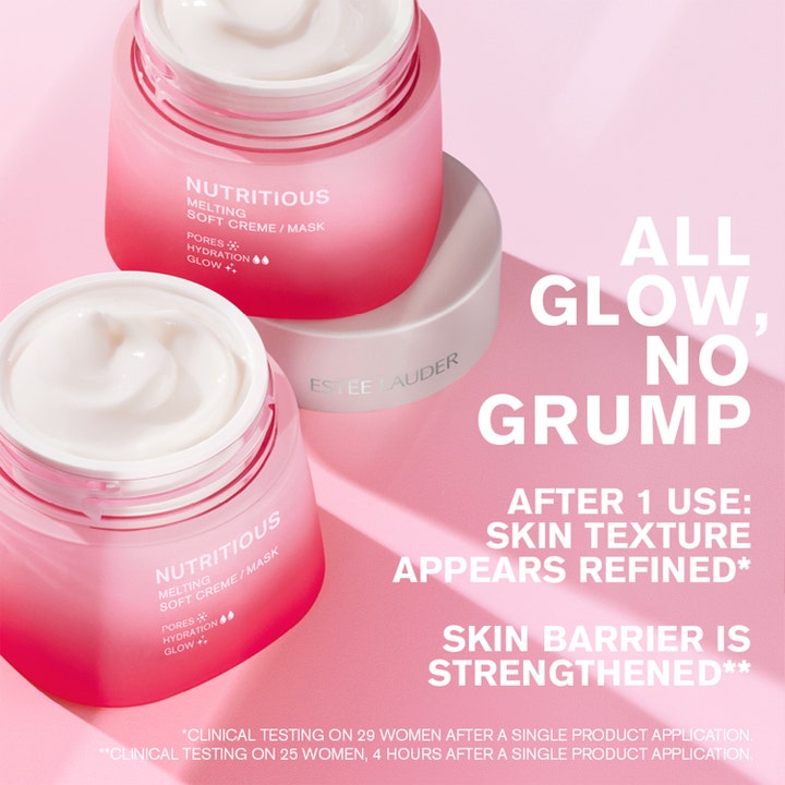 Estée Lauder Nutritious Melting Soft Cream And Mask 50 ml kasvonaamio vaaleanpunaisissa lasipurkeissa