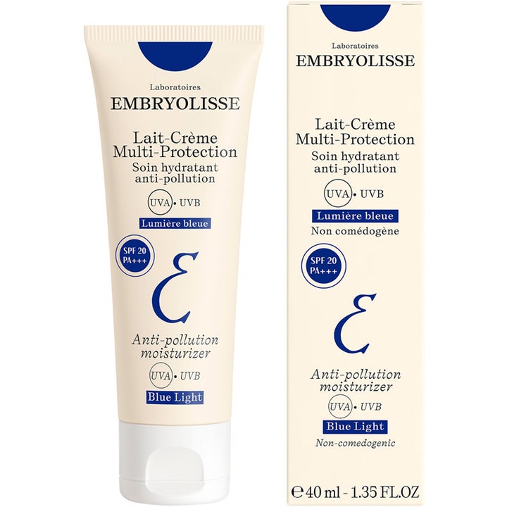 Embryolisse Lait-Crème Multi-Protection 40 ml suojaava SPF 20 päivävoide valkoisessa tuubissa ja pakkauksessa.