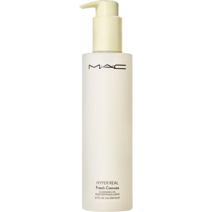 MAC Hyper Real Fresh Canvas Cleansing Oil 200 ml puhdistusöljy puhdistaa kasvot huurteisessa pullossa vaalealla pumpulla