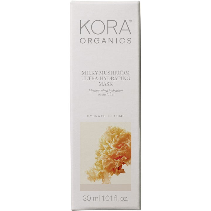 KORA Organics Milky Mushroom Ultra Hydrating Mask 30 ml kosteuttava kasvonaamio valkoisessa sienen kuvalla koristellussa rasiassa