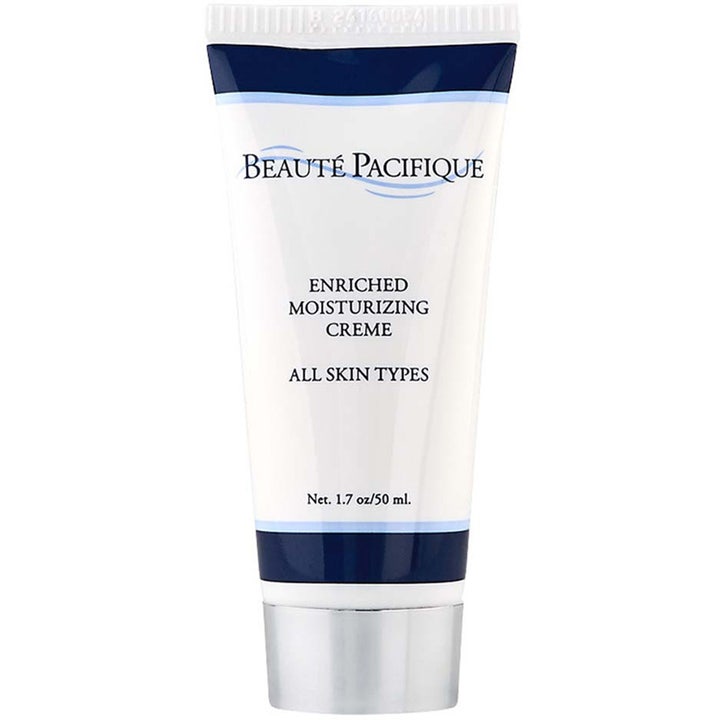 Beauté Pacifique Enriched Moisturizing Creme 50 ml kosteuttava kasvovoide valkoisessa tuubissa, jossa on hopeinen korkki.
