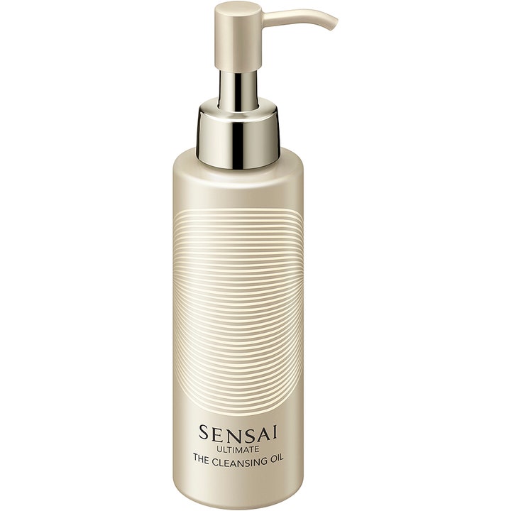 Sensai Ultimate The Cleansing Oil 150ml puhdistusöljy poistaa meikin hienostuneessa samppanjanvärisessä pumppupullossa.