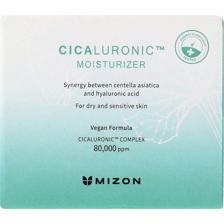 Mizon Cicaluronic Moisturizer 50 ml kosteuttava kasvovoide vihreässä vegaanisessa pakkauksessa.