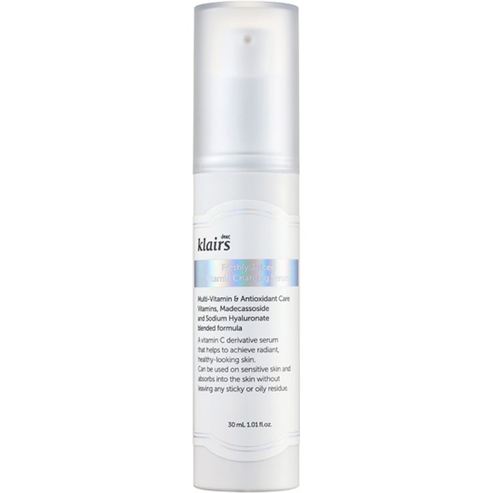 Klairs Freshly Juiced Vitamin Charging Serum 30 ml kirkastava C-vitamiiniseerumi valkoisessa pumppupullossa