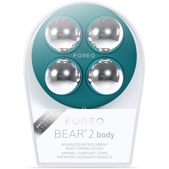 FOREO BEAR 2 body 1 kpl kiinteyttävä mikrovirtalaite vartalolle havunvihreänä neljällä metallipallolla