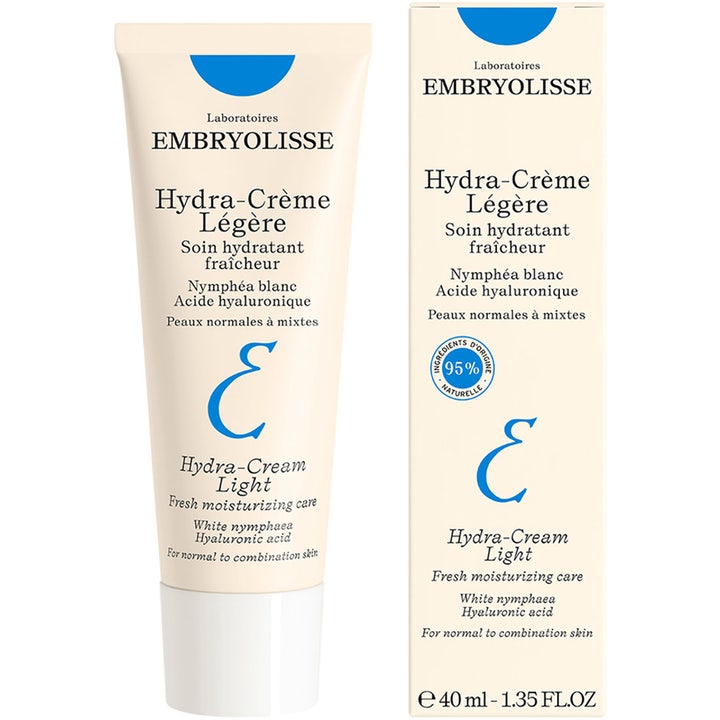 Embryolisse Hydra-creme Legere 40 ml kosteuttava päivävoide valkoisessa tuubissa ja sinisävyisessä pakkauksessa.
