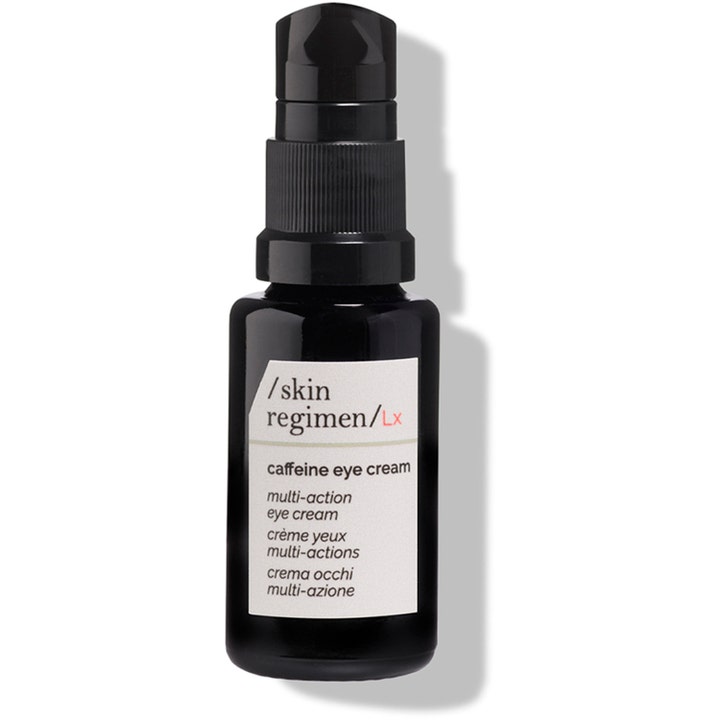 /skin regimen/Lx Caffeine Eye Cream 15 ml virkistävä silmänympärysvoide mustassa pumppupullossa vähentää turvotusta