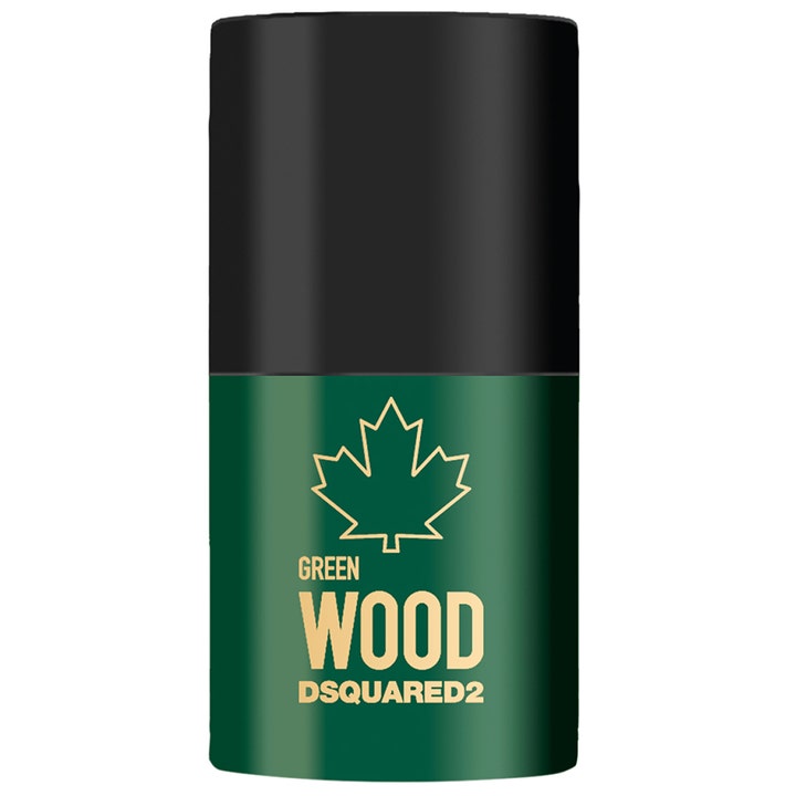 DSQUARED2 Green Wood 75 ml raikastava deodoranttipuikko tyylikkäässä vihreässä pakkauksessa mustalla korkilla