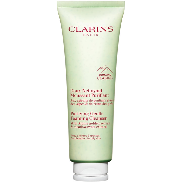 Clarins Purifying Gentle Foaming Cleanser puhdistusvaahto puhdistaa sekaihon vaaleanvihreässä tuubissa
