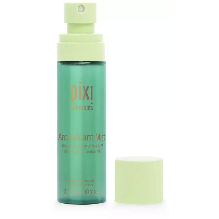 Pixi Antioxidant Mist 80 ml suojaava kasvosuihke läpikuultavassa vihreässä pullossa vaalealla korkilla.