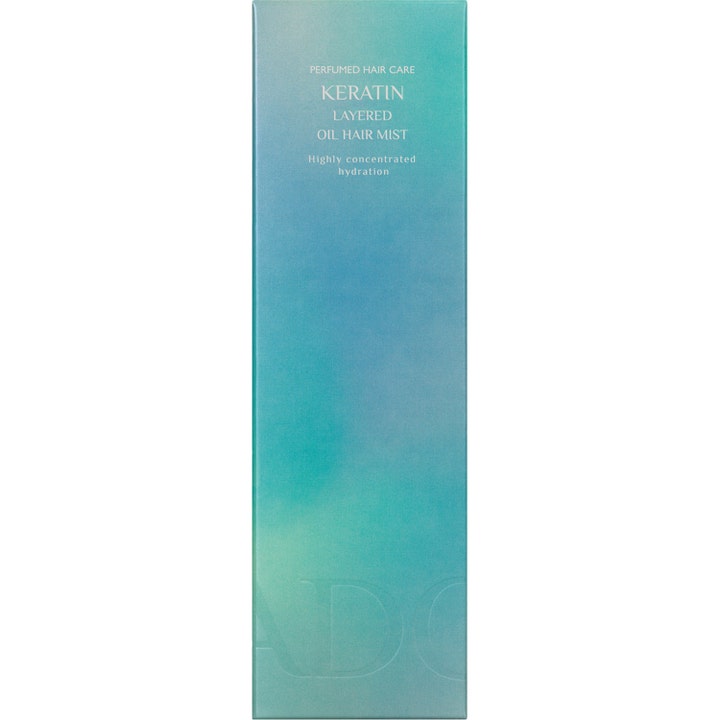 La'dor Keratin Layered Mist 130 ml kosteuttava hiussuihke turkoosissa liukuvärjätyssä pakkauksessa.