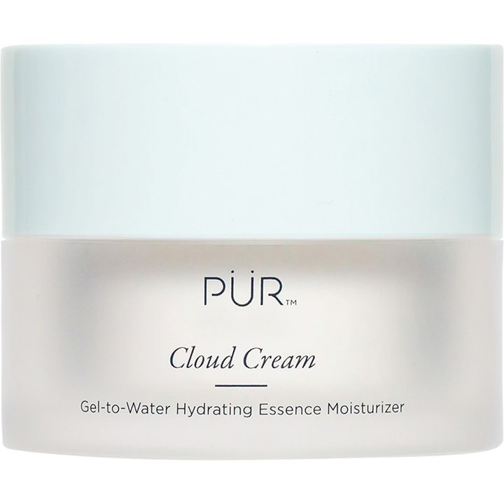 PÜR Cloud Cream 50 ml kosteuttava kasvovoide huurteisessa lasipurkissa vaaleansinisellä korkilla.