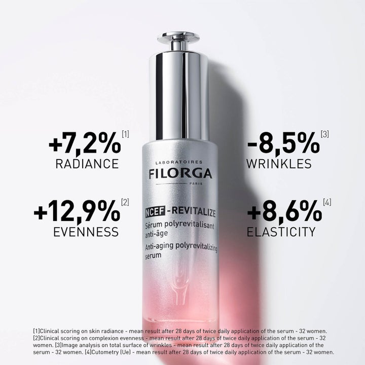 Filorga NCEF-Revitalize Serum 30 ml elvyttÀvÀ seerumi hopeisessa pullossa lisÀÀ sÀteilyÀ ja vÀhentÀÀ ryppyjÀ 8,5 %