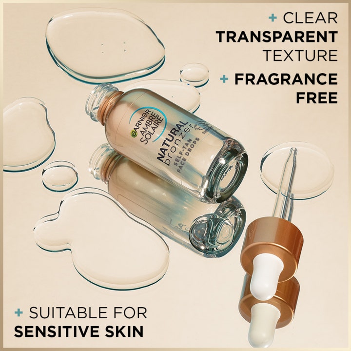Garnier Ambre Solaire Natural Bronzer 30 ml itsetuskettavat tipat kirkkaalla ja hajusteettomalla koostumuksella