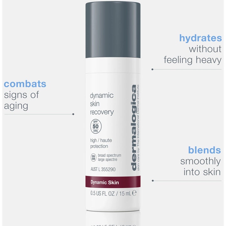 Dermalogica Dynamic Skin Recovery SPF50 15 ml ikääntymistä ehkäisevä päivävoide valkoisessa pumppupullossa