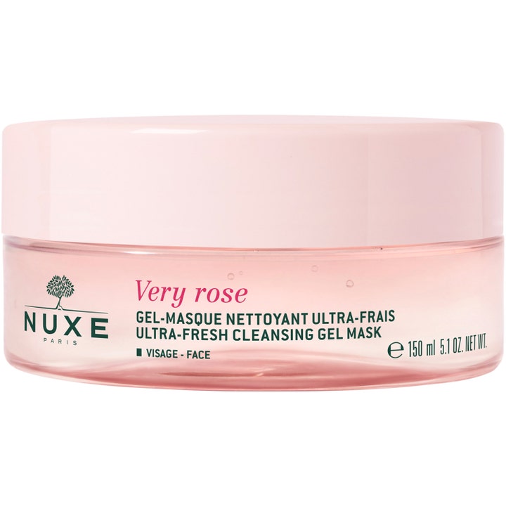 Nuxe Very Rose Ultra-Fresh Cleansing Gel Mask 150 ml virkistävä kasvonaamio vaaleanpunaisessa muovipurkissa