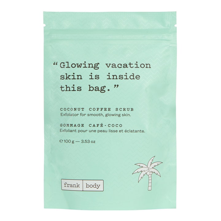 Frank Body Coconut Coffee Scrub 100 g kuorinta-aine mintunvihreässä pussissa silottaa ja heleyttää ihoa.