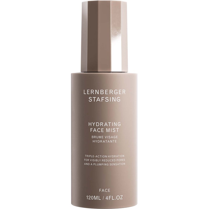 Lernberger Stafsing Hydrating Face Mist 120 ml kosteuttava kasvosuihke tyylikkäässä beigessä pullossa.
