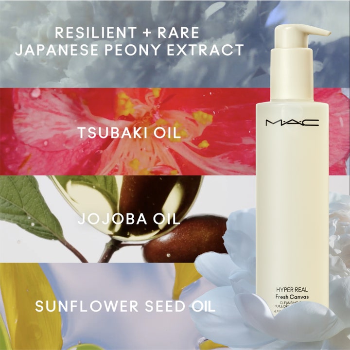 MAC Cosmetics Hyper Real Fresh Canvas 30 ml puhdistusvaahto sisältää tsubaki- ja jojobaöljyä sekä pionia.