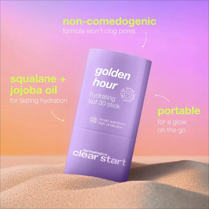 Dermalogica Golden Hour Hydrating SPF30 Stick 20 ml skvalaania sisältävä kosteuttava aurinkosuojapuikko hiekalla