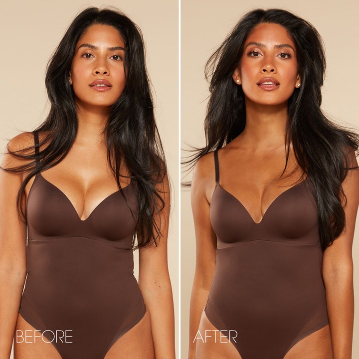 St.Tropez Self Tan Ultra Dark Violet Bronzing Mousse 200 ml luo syvän rusketuksen ennen ja jälkeen kuvassa.