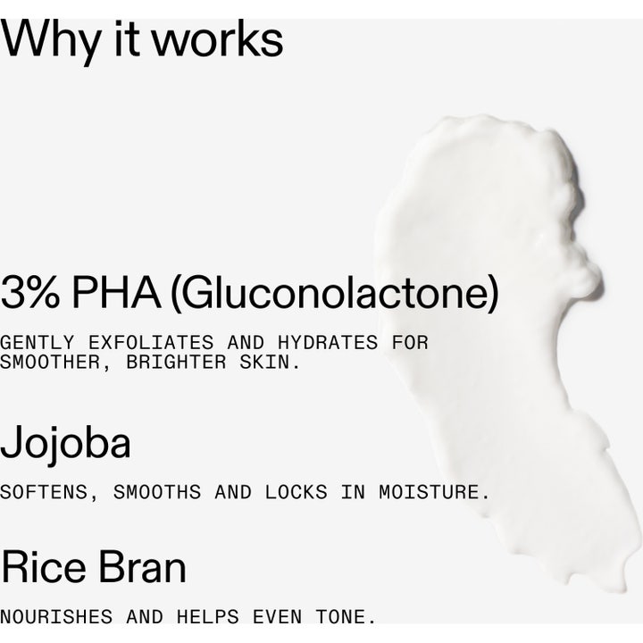 The INKEY List PHA Body Water Cream 150 ml kuoriva vartalovoide sisältää 3% PHA-happoa, jojobaa ja riisilesettä.