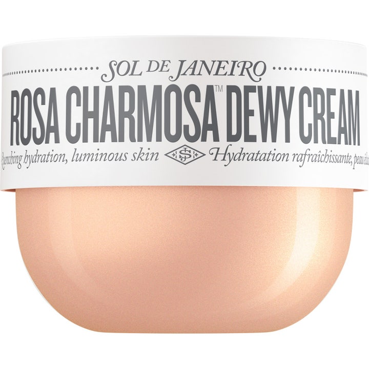 Sol de Janeiro Rosa Charmosa Dewy Cream heleyttävä vartalovoide ruusukultaisessa helmiäishohtoisessa purkissa
