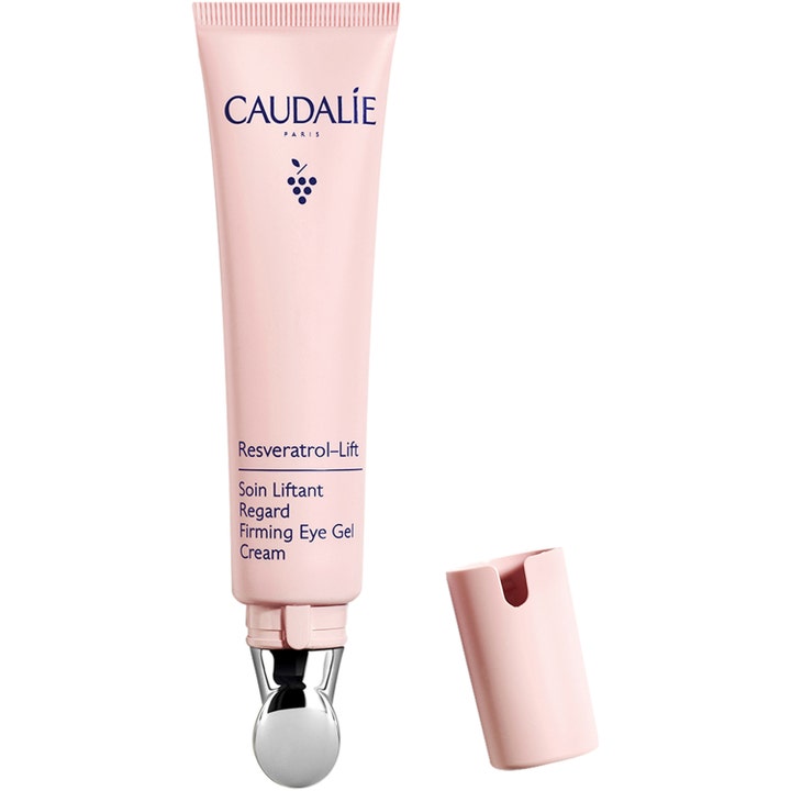 Caudalie Resveratrol-Lift Firming Eye Gel Cream 15 ml kiinteyttävä silmänympärysvoide vaaleanpunaisessa tuubissa