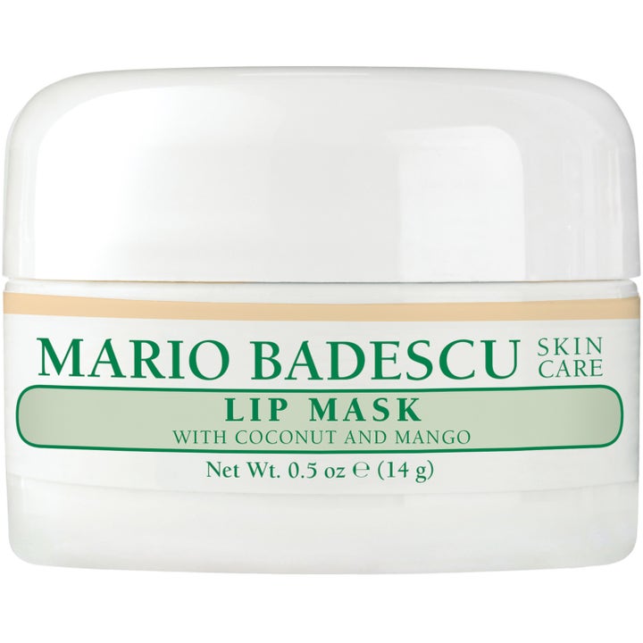 Mario Badescu Lip Mask 14 g ravitseva huulinaamio valkoisessa purkissa vihreällä ja beigellä etiketillä.