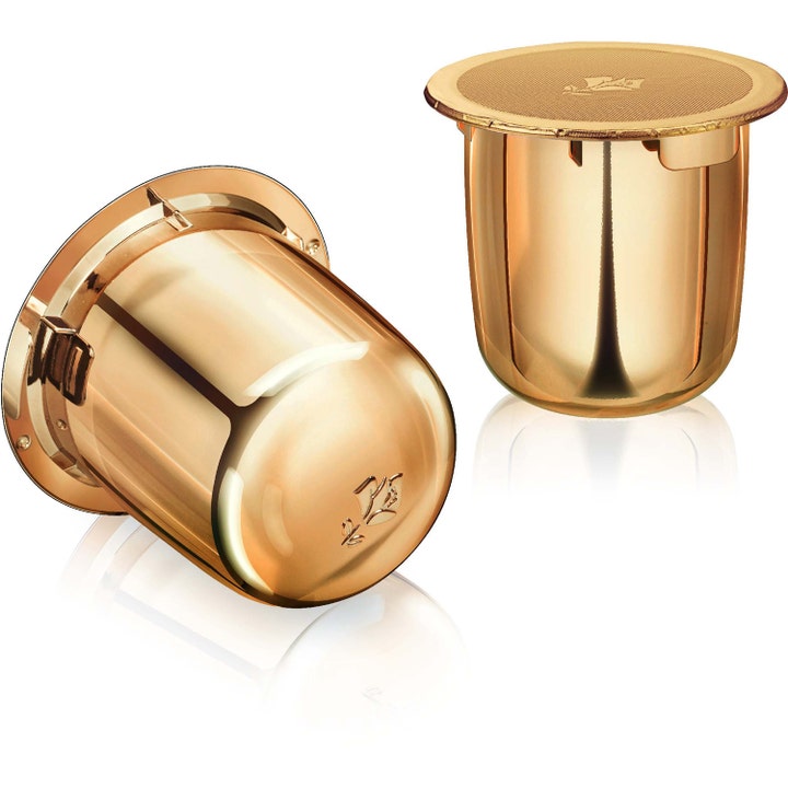 Lancôme Absolue 60 ml heleyttävä kasvovoiteen täyttöpakkaus kaksi kiiltävää kultaista kapselia ruusulogolla