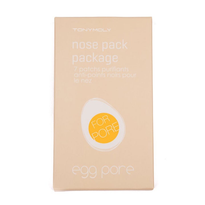 Tonymoly Egg Pore Nose Pack Package 7 kpl puhdistava nenälappu epäpuhtauksille vaaleanruskeassa pahvipakkauksessa