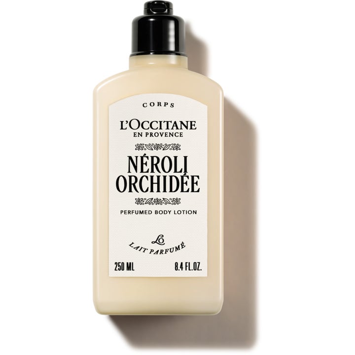 L'Occitane Néroli & Orchidée 250 ml kosteuttava vartalovoide vaaleassa pullossa mustalla pumpulla