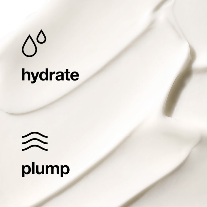 Clinique Turnaround Overnight 50 ml kosteuttava yövoide, valkoinen voidekoostumus ja tekstit hydrate sekä plump.