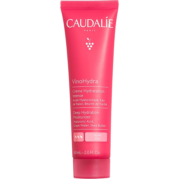 Caudalie VinoHydra Deep Hydration Moisturizer 60 ml kosteuttaa tehokkaasti hyaluronihapolla pinkissä tuubissa.