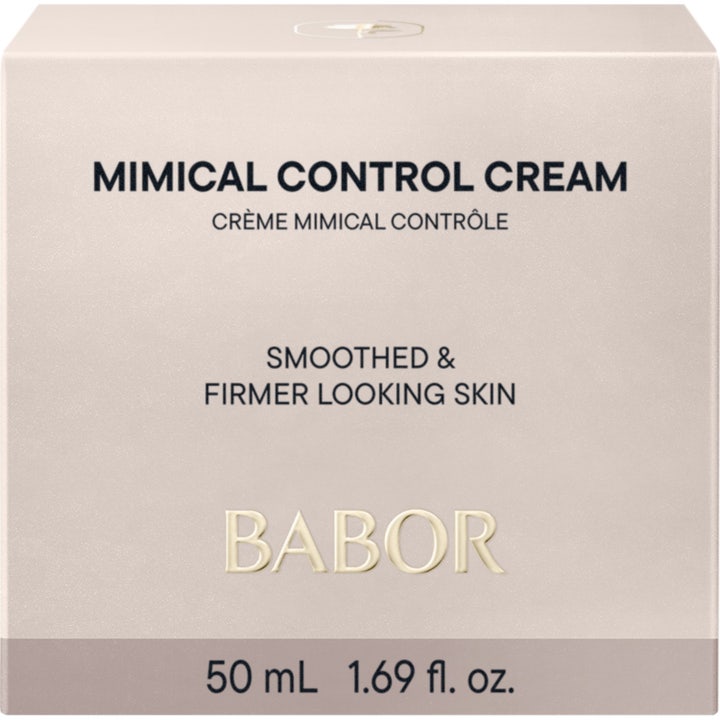 Babor Mimical Control Cream 50 ml silottava kasvovoide valkoisessa ulkopakkauksessa beigeillä yksityiskohdilla.