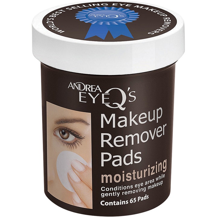 Andrea EyeQ's Makeup Remover Pads 65 kpl kosteuttavat silmämeikin puhdistuslaput ruskeassa valkokantisessa purkissa